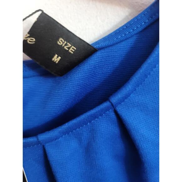 Long Sleeve Round  Neck Blue Black Dress Size M - Picture 4 of 4